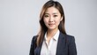 young asian businesswoman studio portrait on plain white background from Generative AI