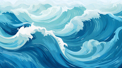 Poster - the ocean represented in a canvas full of teal color waves abstract geometric pattern graphics poster background
