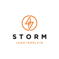 Poster - Circular Initial Letter S with Electric Bolt Line For Lightning Storm Lightning Speed Logo Design