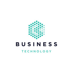 Poster - Modern Initial Letter B with Digital Pixel Dots Hexagon Framework For Business Brand Inspiration Logo Design