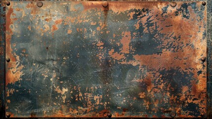 Wall Mural - Rusty steel background. retro blank rust sign background plate background vintage copy space signs A old text old grunge frame metal antique  blank texture design