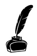 Inkwell with pen for writing, logo.