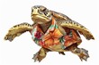 A turtle wearing a Hawaiian shirt Illustration on a clear white background