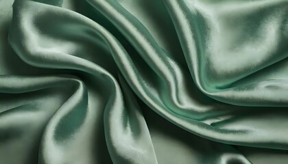 Wall Mural - Shimmering Sage green silk fabric background. Generative ai