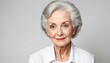 attractive beautiful elderly female model studio portrait on plain white background from Generative AI