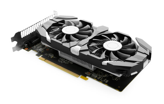 One computer graphics card isolated on white