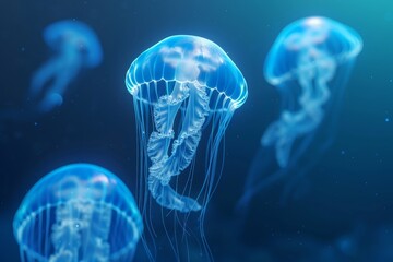 Wall Mural - jellyfish underwater glows floating ocean sea
