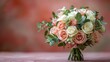 Bridal Bouquet of Peach and White Roses