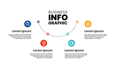 Fototapete - Infographic design template with 4 steps, options or sections. Vector
