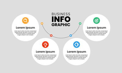 Fototapete - Infographic design template with 4 steps, options or sections. Vector