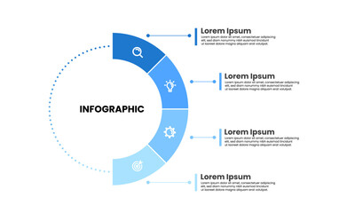 Fototapete - Infographic design template. Business infographic timeline design with 4 options or steps. Business concept for workflow, diagram, presentation. Vector illustration