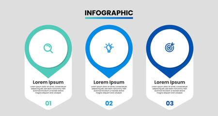 Fototapete - Timeline infographic design template. Business infographic concept with 3 steps, options. Can be used for presentation, workflow layout, flowchart. Vector illustration.