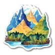 A cute sticker of Mountain Range, clipart, isolated on white background