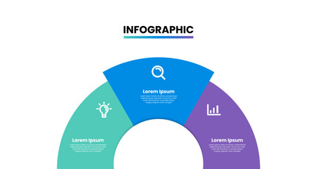 Fototapete - Round Infographic chart template with  option, step or sections. Modern infographic element vector design