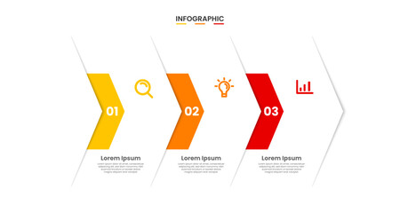 Fototapete - Business process infographic template with 3 options or steps. Timeline infographic design vector