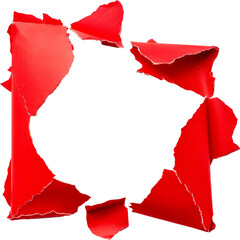 Wall Mural - torn red paper cut out on transparent background