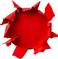 Wall Mural - torn red paper cut out on transparent background