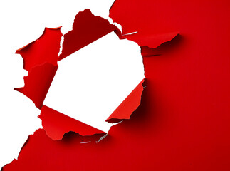 Wall Mural - torn red paper cut out on transparent background