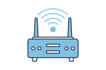 Poster - router icon. icon related to computer. suitable for web site, app, user interfaces, printable etc. flat line icon style. simple vector design editable