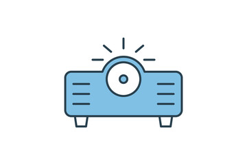Poster - projector icon. icon related to computer. suitable for web site, app, user interfaces, printable etc. flat line icon style. simple vector design editable