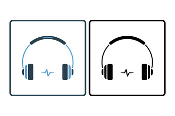 Poster - headphone icon. icon related to computer. suitable for web site, app, user interfaces, printable etc. solid icon style. simple vector design editable