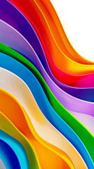 Wall Mural - Vibrant abstract wave rainbow design cut out on transparent background