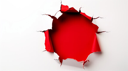 Wall Mural - torn white paper revealing red background