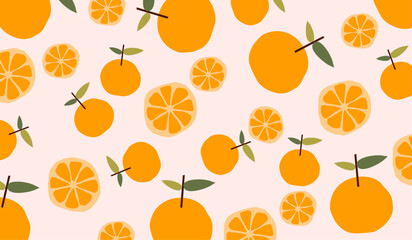 Wall Mural - Cute orange fruits pattern background vector design