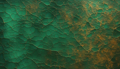 Wall Mural - dark green cracked enamel texture, crackle art background