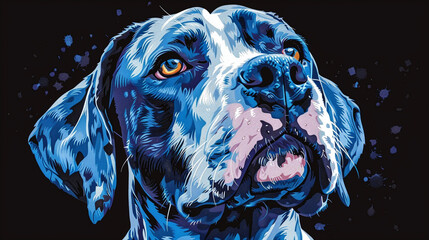 Sticker - great dane dog vector illustration on black background 