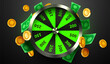 Wheel of luck or fortune. Colorful gambling wheel and flying coins. Online casino. Internet casino.