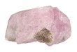Morganite pink rock isolated on white background. Mineralogy stones gem concept.