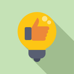 Poster - Thumb up bulb idea icon flat vector. Creative innovation. Creative design