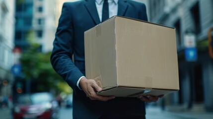 A Midsection Shot Of A Businessman Carrying A Cardboard Box, Background HD For Designer        