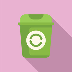 Poster - Eco recycle garbage bin icon flat vector. Ecology plastic. Basket rubbish