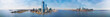 Panorama view of New York and new jersey city at sunset. Big 360 degree panorama.