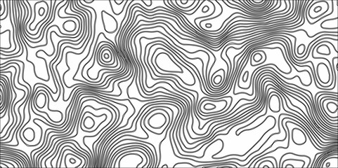 Poster - Abstract Black and White Line Contour Topography Pattern. Topographic Map wave curve lines banner background design. Paper Texture Imitation of a Geographical map shades .	