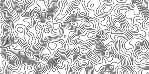 Aufkleber - Abstract Black and White Line Contour Topography Pattern. Topographic Map wave curve lines banner background design. Paper Texture Imitation of a Geographical map shades .	