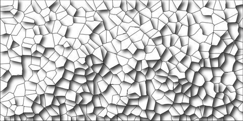 Poster - Multicolor Broken Stained Glass Background with Black lines. 3d shapes Geometric Retro tiles pattern. Crystal Voronoi Diagram Background. 