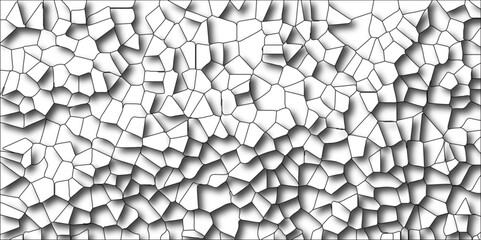 Poster - Multicolor Broken Stained Glass Background with Black lines. 3d shapes Geometric Retro tiles pattern. Crystal Voronoi Diagram Background. 
