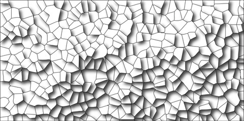 Poster - Multicolor Broken Stained Glass Background with Black lines. 3d shapes Geometric Retro tiles pattern. Crystal Voronoi Diagram Background. 