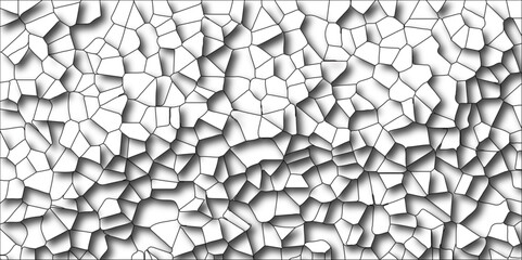 Poster - Multicolor Broken Stained Glass Background with Black lines. 3d shapes Geometric Retro tiles pattern. Crystal Voronoi Diagram Background. 