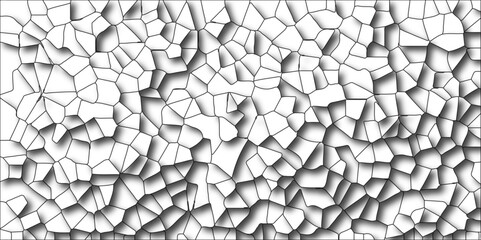 Poster - Multicolor Broken Stained Glass Background with Black lines. 3d shapes Geometric Retro tiles pattern. Crystal Voronoi Diagram Background. 