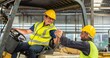 © BESTIMAGE - greeting by handshake touch fist and elbow of two engineer supervisor partnership in old factory. foreman greeting friend for good friendship colleague laborer in teamwork factory.