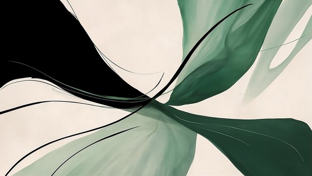 An abstract minimalist background is used, black and green colors, pastel painting technique.	