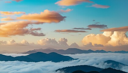 Wall Mural - Background with clouds over the mountains