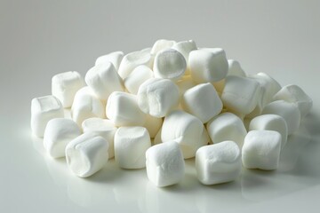 Wall Mural - Sweet marshmallows on white background.