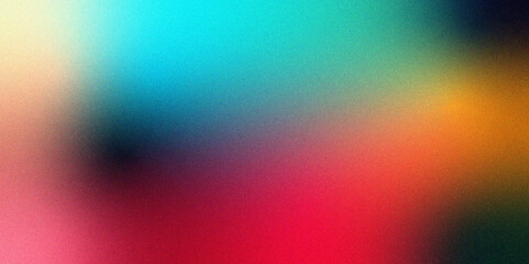 Poster - Abstract Noisy color gradient background with purple blue red white orange beige design. Grainy gradient background noise texture effect. Noise texture banner poster header design.