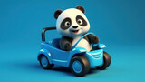 panda driving a car