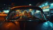 © jaykoppelman - Elderly couple on date making out in vintage car at night